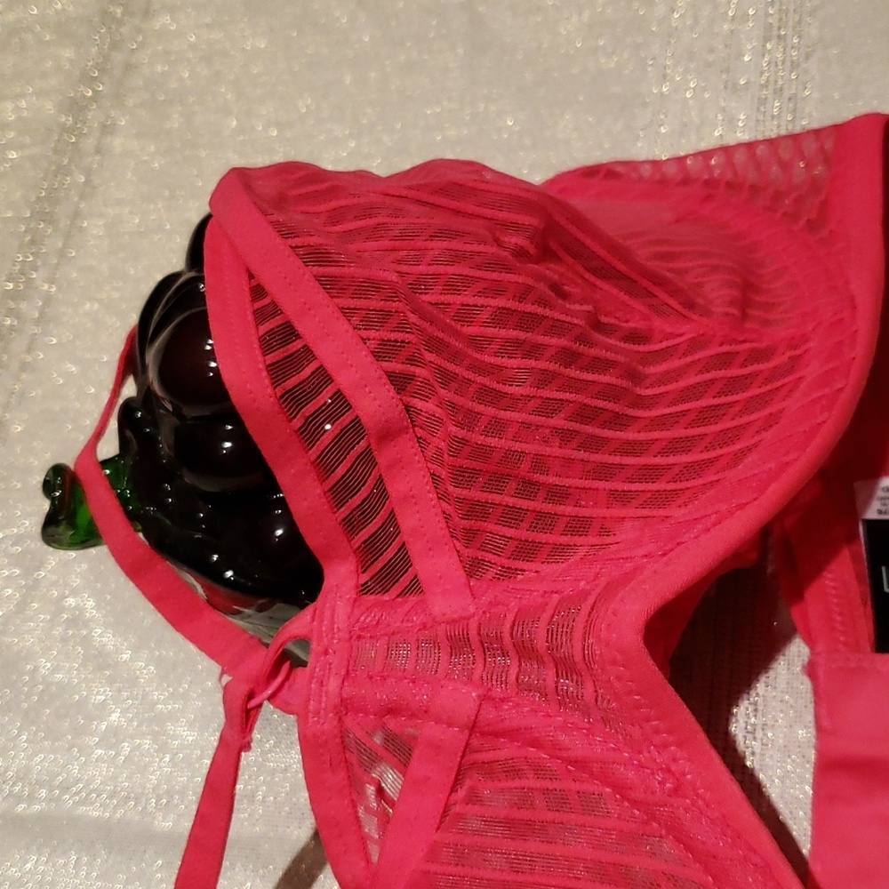 Felina NEW 'Niki' Strap Neck Unlined Demi Bra NWT Women's 34D Pink Red Sexy HP🎉 - Picture 14 of 15